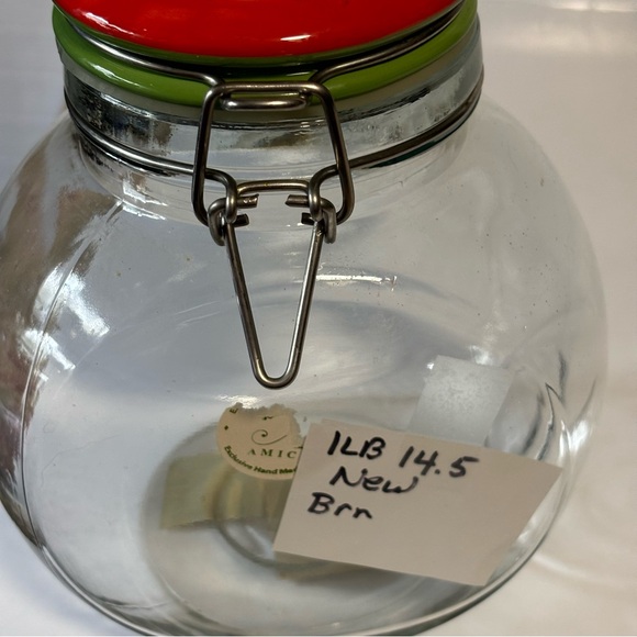 Christmas AMICL Slant Glass Jar Cookie Canister Ceramic Flip Lid Holiday NEW - Picture 13 of 15